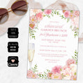 pink floral garden brunch invitations